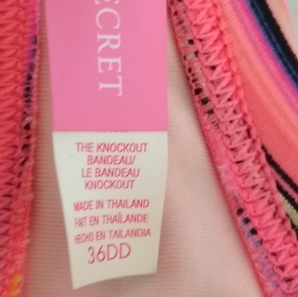 Victoria's Secret 'Knockout' Multicolor Striped Bandeau Bikini Top 36DD - Picture 5 of 6